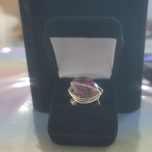 Gold and Purple Gemstone Women's Ring